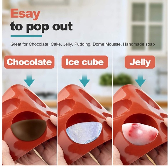 2PCS Large 6 Holes Semi Sphere Silicone Mold for Making Hot Chocolate Bomb - Picture 2 of 8